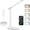 Carehabi LED Desk Lamp, Dimmable Table Lamp with 5 Colors and 5 Brightness Levels, Reading Light with USB Charging Port, Touch Control for Children, Bedroom, Reading, Offices