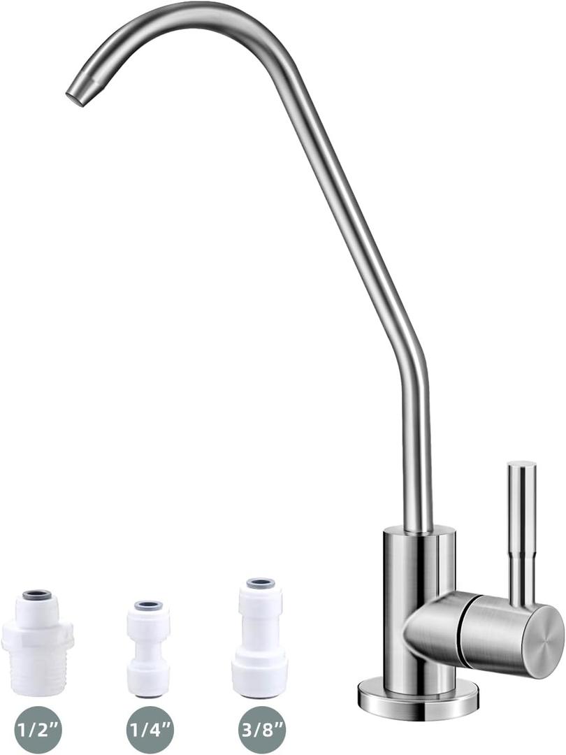 Drinking Water Faucet,Easy to Install Lead-Free Sink RO Faucet,Water Filter Faucets for Kitchen Bar Sink,Brushed Nickel SUS304 Reverse Osmosis Faucets