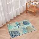 Tritard Coastal Area Rug 2x3 - Small Machine Washable Foldable Throw Rugs Non-Slip Beach Ocean Entryway Doormat Indoor Entrance Carpet for Kitchen Bathroom Laundry Bedroom Living Room, Navy