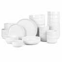 Gibson Home Rothernberg 12-Piece White Porcelain Dinnerware Set, Stackable Plates and Bowls, Durable Kitchen Dinner Set