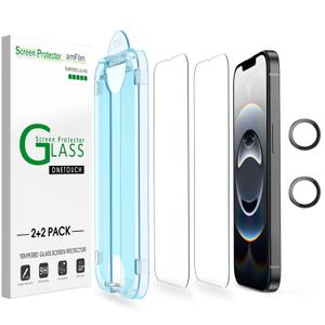 amFilm Auto-Alignment OneTouch for iPhone 16e [6.1''] Screen Protector + Camera Lens Protector, Tempered Glass, 30 Seconds Installation, Bubble Free, Case Friendly, Anti-Scratch [2+2 Pack]
