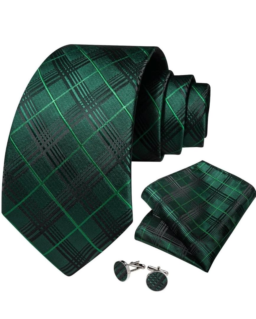 Men Neckties Men's Ties Striped Plaid Wedding Party Necktie Accessories for Business Suits Gift Handkerchief Cufflinks