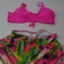 GORGLITTER Women's Tropical Bikini Set Drawstring Cami Top High Waisted Swimsuits with Boy Shorts (X-Large, Hot Pink)