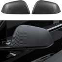 2Pcs ABS Mirror Caps Guard Tesla Model Y Rearview Cover, Compatible with Model Y 2021-2024,Not Fit 2025 Model Y Refresh Juniper, Rear Side Mirror Cover(Matte Carbon Fiber Pattern, Model Y)