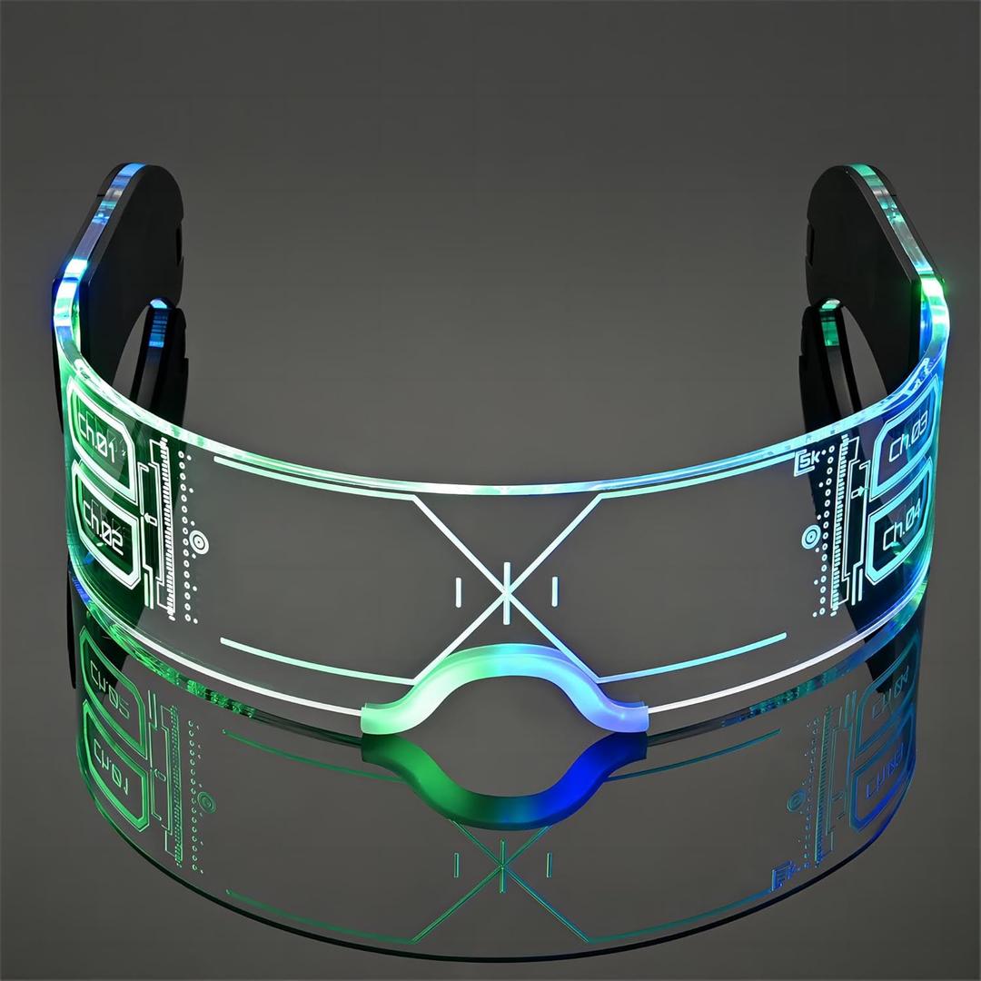 Light Up Glasses For Party Led Glowing Glasses For Adults Kids Future Sunglass Multi Color Rave EyeGlass 7 Colors Neon Sunglasses,Gift (Classics Style)