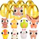 HIKISS 8 Pack Jumbo Golden Easter Eggs Fillers with Eye-Pop Fidget Toys, Easter Eggs Basket Stuffers Fillers, Stress Relief Squeeze Toys for Kids Boys Girls Easter Eggs Hunt Party Favors