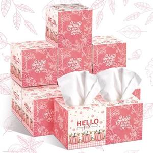 Bencailor 11 Pack Fall Facial Tissues Cube Boxes Hello Fall Pumpkin Facial Tissues Boxes 600 Sheets 3 Ply Thanksgiving Square Tissue Cover for Home Car Accessories(Pink)