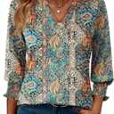 LOMON Women's 2026 Fashion Tops 3/4 Length Sleeve Business Casual Blouses Summer Tees Shirts, M