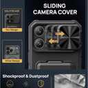 SSLOTSCASE for iPhone 17 Pro Max Case with 2X Privacy Screen Protector, Card Holder & Sliding Lens Cover & Kickstand, Military-Grade Heavy Duty Phone Case Cover for iPhone 17 Pro Max 6.9'', Black