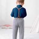 DISAUR Baby Boy Clothes Suits Toddler Dress Shirt With Bowtie Suspender Pants Outfit Sets Gentleman Wedding (Blue, Size 5-6T)