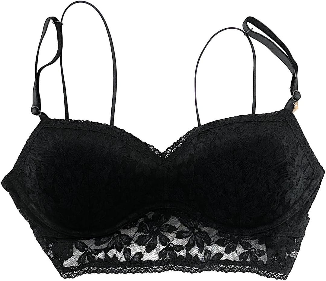 Victoria's Secret Pink Lightly Lined Lace Bralette (Medium, Black)