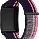 E ECSEM Sport Nylon Loop Band Compatible with WHOOP 5.0/4.0 Adjustable Breathable Braided Elastic Straps Replacement Stretchy Wristband for WHOOP 5.0 Activity Tracker (Black&Pink&Orange)