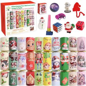 ceiba tree 10 Pack Christmas Crackers Poppers Party Favors Non-Snap No Popping Table Supplies Games with Toys Gifts Party Paper Hats Joke Paper