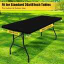 Smiry Rectangle Picnic Table Cloth, Waterproof Elastic Fitted Tablecloths for 4 Foot Tables, Washable Polyester Table Cover for Camping, Indoor and Outdoor (Black, 36"x48")