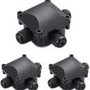 Waterproof Junction Box, IP68, 3-Way Outdoor Cable Connectors,Outdoor/External Electrical Light Junction Box  6mm-10.2mm (3 Pack)