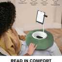 Lap Kindle Pillow Stand with Silicone Holder for Kindle Accessories and Phones (4.7"-8") & Adjustable iPad Stand for Desk with Snack Bowl for Tablets(8"-15.5")-Ideal for Hands-Free Reading