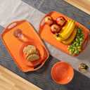 Melamine Serving Tray with Handles, 19 x 12" Vintage Rustic Large Rectangular Melamine Serving Platter for Serving Food, Breakfast Tray, Set of 2, Dishwasher Safe, Orange