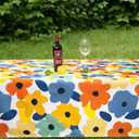 Floral Tablecloth, Flowers Table Cloth for Spring Summer Fall Autumn, Waterproof Tablecloth for Kitchen Dining Room Picnic Party Banquet, Outdoor Indoor Use Table Cover, Rectangle 60 x 84 inch (140" x 140" (Rectangular), Colorful)
