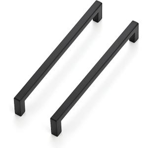 Ravinte 30 Pack Matte Black Square Drawer Handles 6-1/4 inch Center to Center (Flat Black 6-1/4'' Hole Center)