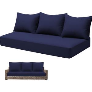 Outdoor 3-Seater Couch Cushions Set of 4, 72 x 24 Inches Deep Patio Cushion