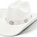 Cowboy Hat for Women and Men with Shapeable Wide Brim - Felt Cattleman Western Hats for Cowboys and Cowgirls M
