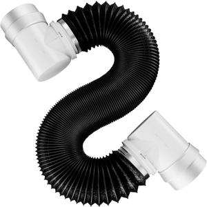 Hon&Guan Dryer Vent Hose for Tight Space 4 Inch, 8Ft Aluminum Exhaust Duct Hose with Dryer 90 Degree Elbow & Rubber Seal Connectors, Crush Proof Space-Saving Dryer Vent Hose for Clothes Dryer