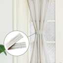 Door Curtains for Front Door Glass Window,Striped Sheer Linen 40 Inch Short Curtains for Small Windows,Farmhouse Ticking Stripe Print Privacy Curtains 25x40 in Length,Taupe