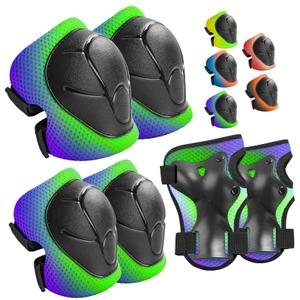 Wemfg Kids Protective Gear Set Knee Pads for Kids 3-14 Years Toddler Knee and Elbow Pads with Wrist Guards 3 in 1 for Skating Cycling Bike Rollerblading Scooter