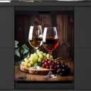 Dishwasher Magnet Cover for Front Door, Red Wine Glass Grapes Magnetic Refrigerator Panel Sticker Home Kitchen Decorative Washing Machine Panel Cover (Multi Color)