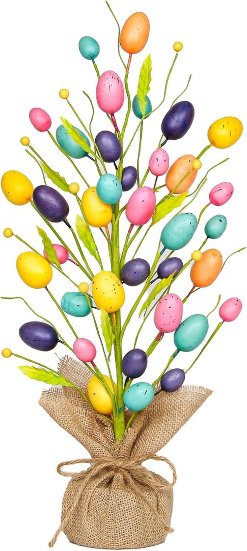Easter Decorations for Home, 20 Inch Pastel Easter Eggs Tree for Table Centerpieces, Farmhouse Spring Floral Decor for Mantle Entryway, Eggs Decor Party Supplies for School Office Indoor