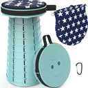 ALEVMOOM Portable Telescoping Stool Collapsible Stool with Cushion & Bag, Retractable Folding Stool for Adults Foldable Seat Sturdy Capacity 440 lbs for Camping Fishing Hiking BBQ (Lake Green)