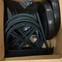 Bar Stools Set of 2, Counter Height Swivel Bar Chair with High Backrest, 24 inch Round Seat Barstools for Kitchen Island, Pub, Metal Base, Upholstered PU Leather Dining Chairs Black