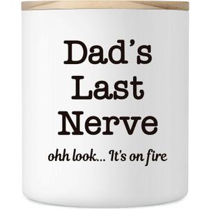 Funny Dad Gifts for Fathers Day, 10OZ Bonus Dad Stepdad Gifts from Daughter Son, Birthday Gift for Father in Law Step Dads Presents, Best Dads Ever Gift, Dad's Last Nerve Scented Soy Candle