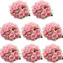 Geosar 8 Bundles Artificial Peonies Flowers Fake Silk Peony Bouquet Faux Peonies Flowers Bulk for Decoration Vase Floral Arrangements Wedding Party Table (Pink)
