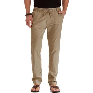 Sailwind Men's Drawstring Linen Pants Casual Summer Beach Loose Trousers (28, A05 Khaki)