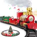 BainGesk Train Set, Christmas Train Set with Steam, Light and Sounds, Train Sets for Under Christmas Tree, Electric Train Toys for 3 4 5 6 7 8 Year Old Kids, Ideas Boys & Girls Christmas Gifts