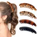 4 Pcs Banana Hair Clip for Thin to Thick Hair Ladies,Clips for Women Girls,Non Slip Bana Hair (Coffee Amber,Cream Amber,Bright Black and Matte Tortoise Shell)
