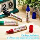 Gersoniel 4 Packs Extra Thick Dry Erase Markers Fine Point White Board Markers Dry Erase 12 mm Big Nib Erasable Pens for Glass, Window, Black Board, Mirror, Assorted Colors