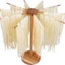 Pasta Drying Rack, Large Acacia Wood Pasta Rack Collapsible for Fresh Pasta Noodle Spaghetti Dryer Hanger Stand With Transfer Wand 10 Bars.