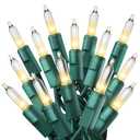 PREXTEX 300 Count Clear Christmas Tree Lights with Green Wire - 60 ft Warm White Christmas Lights for Indoor or Outdoor Use - Holiday Incandescent String Lights for Xmas Trees, Patios, and Fences