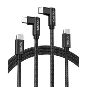 USB C to USB C Cable 2Pack 10FT 90 Degree USB C Cable 60W Nylon Braided Extra Long USB-C Cable Right Angle Type C Fast Charging Cord for iPhone 17 16 16e 15 Pro Max Samsung S25 S24 S23 iPad and More