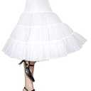 Modeway 1950s Vintage Knee Length Crinoline Petticoats For Women Tulle Skirts For Under Dresses Clothing White,S