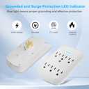 6 Outlet Extender Surge Protector 1 Pack, 980 Joules 3-Prong Grounded Electrical Plug Outlets, Wall-Mountable Power Adapter Wall Tap with Indicator LED Light for Home,Office, Travel, White, ETL Listed