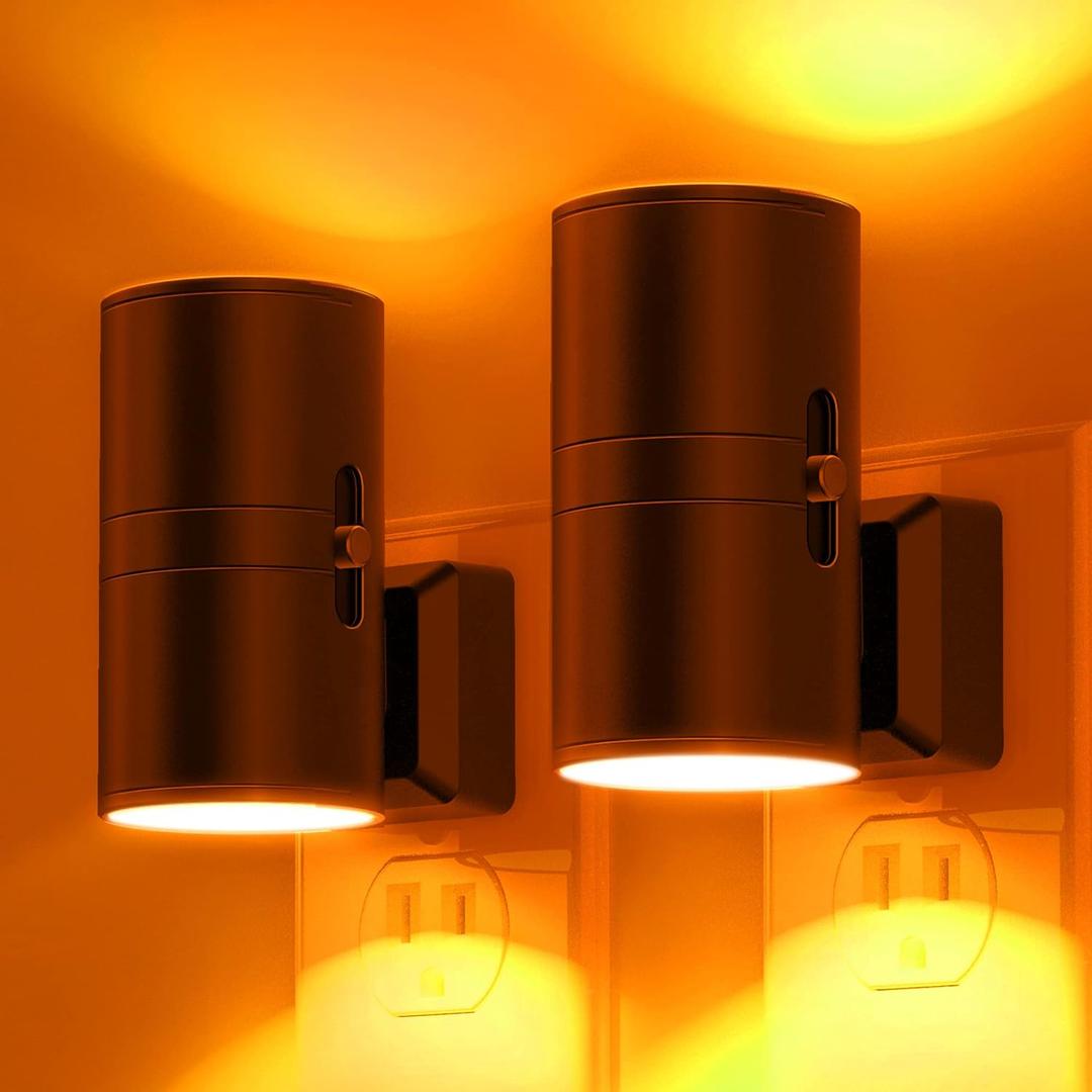 L LOHAS LED Night Light, Amber Nightlight, Dimmable Night Light, Light Sensor, Yellow Nightlight, 0-100LM, Sleep Light for Kids, Soft & Warm Light for Bedroom, Bathroom, 1 Pack