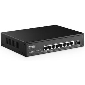 MokerLink 9-Port 2.5 Gigabit PoE Web-Managed Switch with 1 x 10G SFP Port, 8 x PoE IEEE802.3af/at, 120W, Managed Fanless Wall-Mountable Network Switch