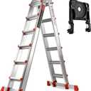 Soctone Ladder, A Frame 6 Step Extension Ladder, 22 Ft with Multi Position & Removable Tool Tray with Stabilizer Bar, 330 lbs Weight Rating Telescoping La dder for Household or Outdoor Work