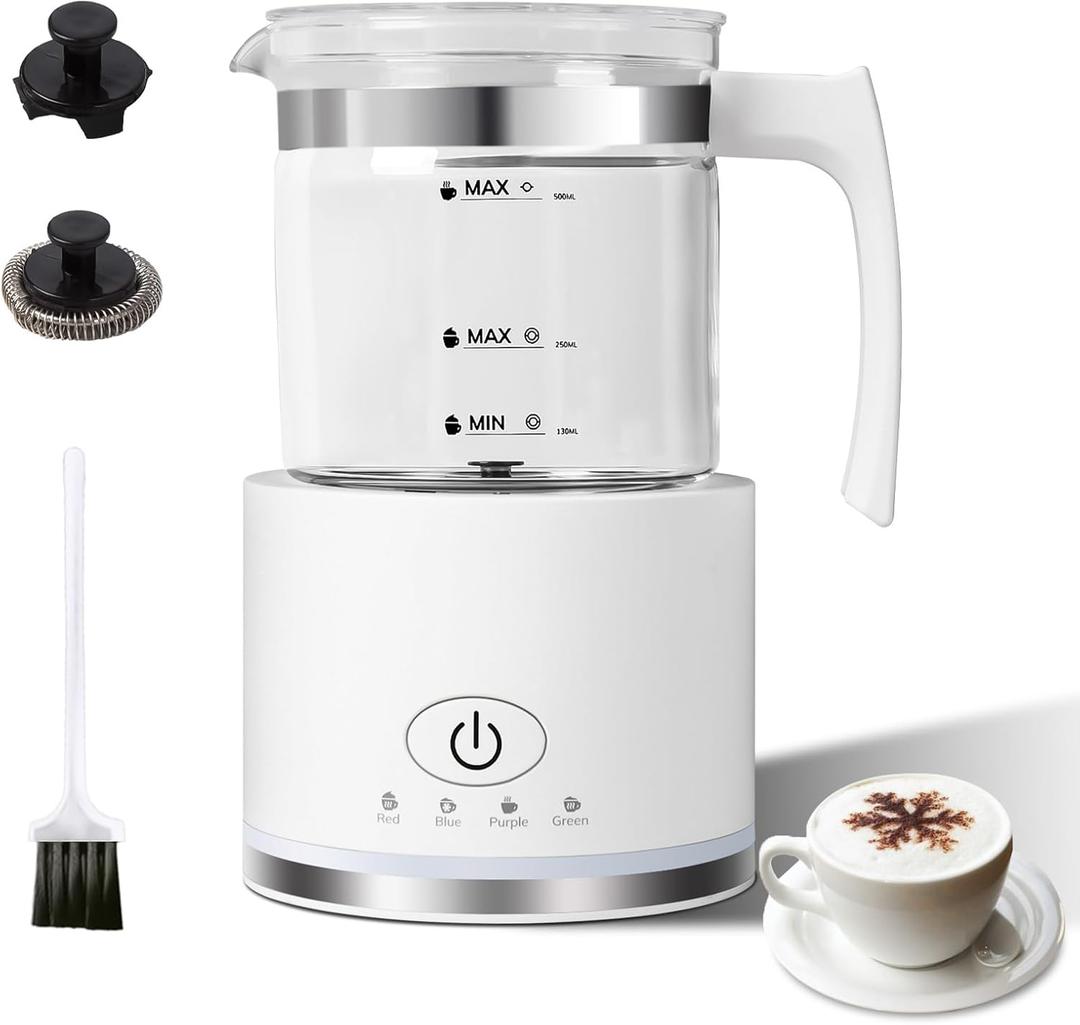 Electric Milk Frother, 4 in 1 Milk Frother and Steamer, Milk Steamer, 16.9OZ/500ml Automatic Warm and Cold Foam Maker for Coffee, Latte, Cappuccino, Macchiato, Hot Chocolate, Dishwasher Safe, (White)