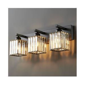 FDPBY Modern Bathroom Vanity Light 3-Lights Modern Black Crystal Bathroom Wall Light Bathroom Vanity Light Fixtures