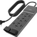 Belkin 12-Outlet Surge Protector Power Strip w/ 12 AC Outlets & 8ft Flat Plug, UL-Listed Heavy-Duty Extension Cord for Home, Office, Travel, Computer, Laptop, Charger - 3,940 Joules of Protection
