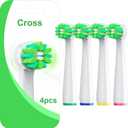 4 Count Cross Clean Replacement Heads Compatible with Oral B for Deep Clean, Brush Heads Compatible with Oral B Braun Pro 1000/500/Genius x Electric Toothbrush Heads (White)